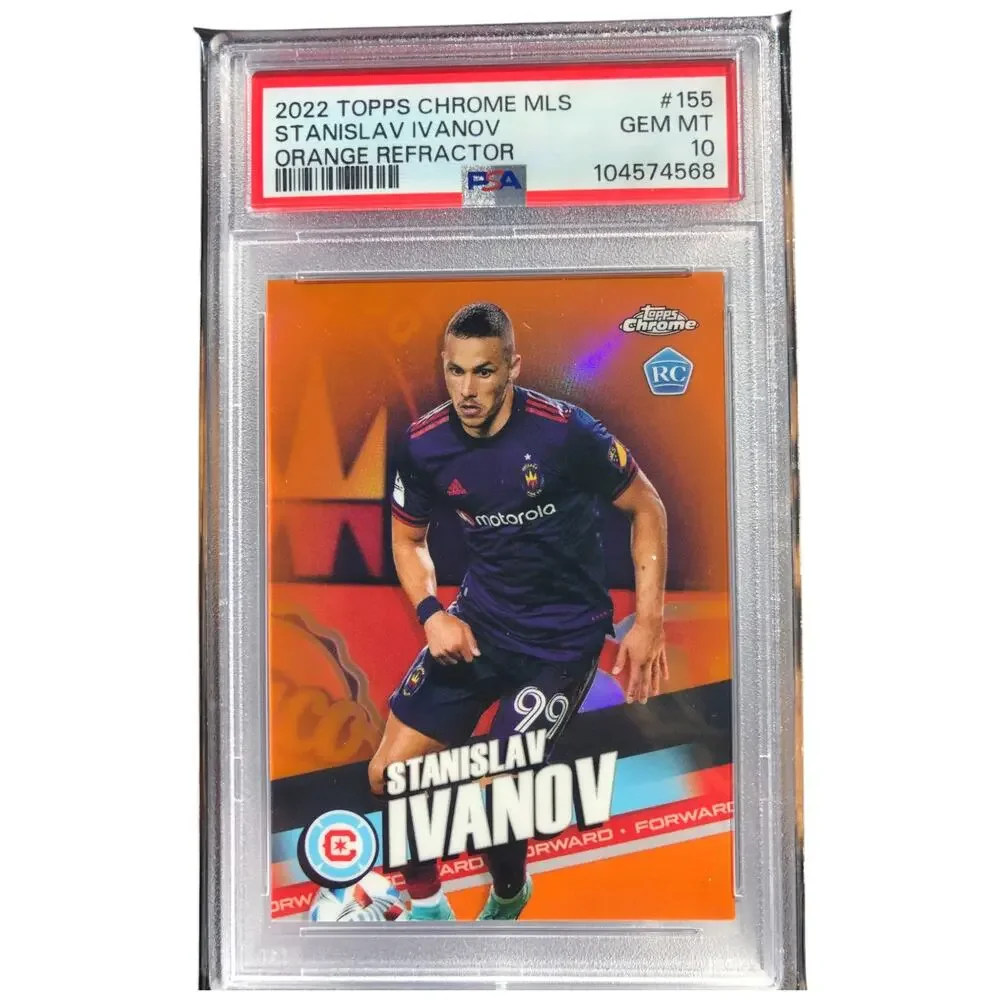2022 Topps Chrome MLS Orange Refractor #155 Stanislav Ivanov RC Fire /25 PSA 10